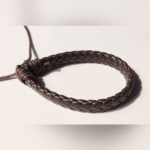 Men's leather‎ bracelet braided brown new d65
